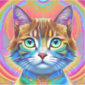 Sticker Chat fantastique Mystique coloré (Devant)