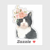 Sticker Chat Fleur Élégante (Feuille)