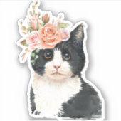 Sticker Chat Fleur Élégante (Devant)