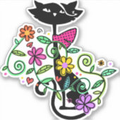 Sticker Chat floral (Devant)