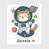 Sticker Chat flottant dans l'espace de l'astronaute Kawaii (Feuille)