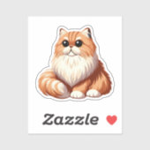 Sticker Chat Fluffé - Art des yeux orange brillant (Feuille)