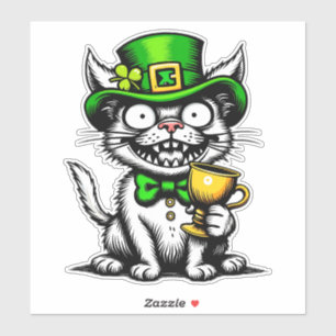 Sticker Chat fou de la Saint-Patrick