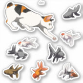 Sticker Chat Going Fishing - Styliszed Bobtail and Goldfis (Devant)