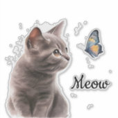 Sticker Chat Grey Meow (Devant)