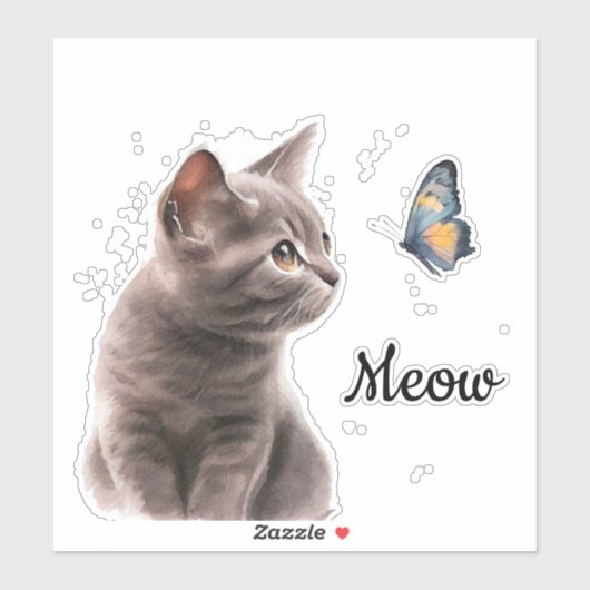 Sticker Chat Grey Meow (Feuille)
