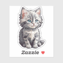 Chat gris doux Kawaii