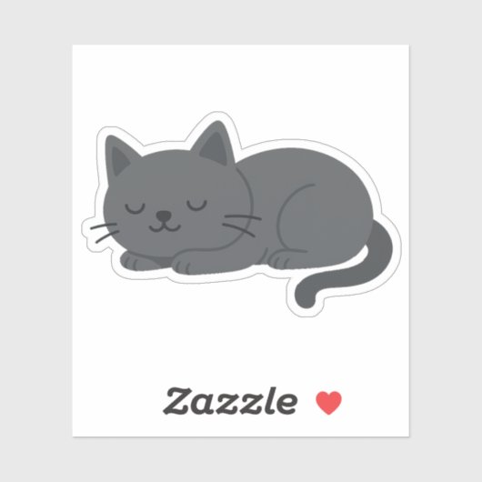 Sticker Chat Gris Endormi Paisiblement – Art Félin Minimal (Feuille)