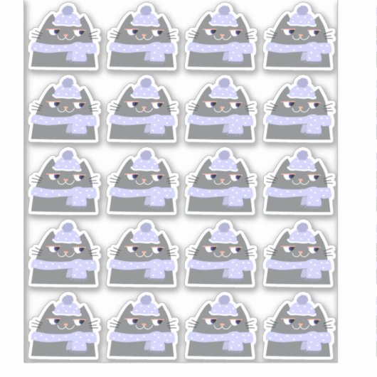 Sticker Chat gris mignon (Devant)