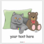 Sticker Chat gris ours en peluche (Feuille)