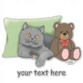Sticker Chat gris ours en peluche (Devant)