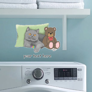 Sticker Chat gris ours en peluche
