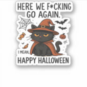 Sticker Chat Grumpy Halloween T-shirt classique (Devant)