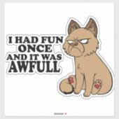 Sticker Chat Grumpy - Mème Chat Drôle - Amusant (Feuille)