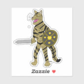 Sticker Chat guerrier (Feuille)