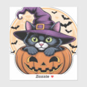 Sticker Chat Halloween Citrouille Chat noir T-shirt surdim (Feuille)