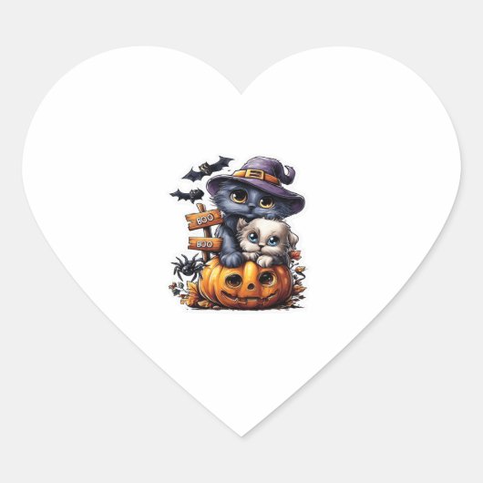 Sticker Chat Halloween mignonne - Casquette sorciè (Devant)