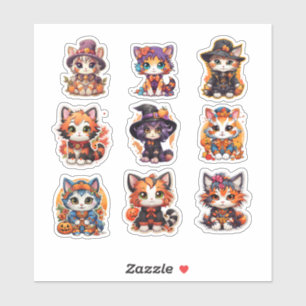 Sticker Chat Halloween unique manga de style japonais
