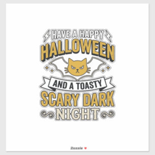 Sticker Chat Halloween Vintage Création Nuit Sombre Effray