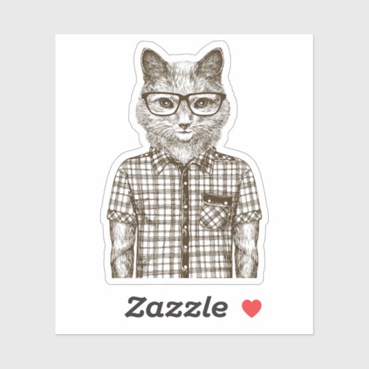 Sticker Chat Hipster (Feuille)