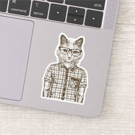 Sticker Chat Hipster (Détail)
