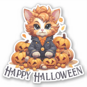 Sticker Chat Jack-O-Lantern - "Happy Halloween"