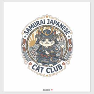 Sticker Chat japonais samouraï Art vectoriel POD - Samoura