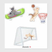 Sticker Chat Jouer Au Football (Feuille)