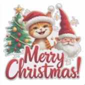 Sticker Chat Joyeux Style de Noël pour Accessoires Saisonn (Devant)