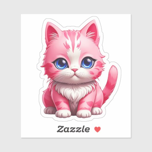 Sticker Chat Kitty Rose Cute (Feuille)