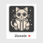 Sticker Chat lisant un livre de fantasy (Feuille)