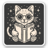 Sticker Chat lisant un livre de fantasy (Devant)