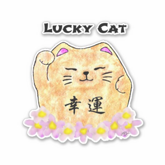 Sticker Chat Lucky (Maneki Neko) - "Chat Lucky" (Devant)