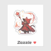 Sticker Chat Mage Rouge mûre (Feuille)