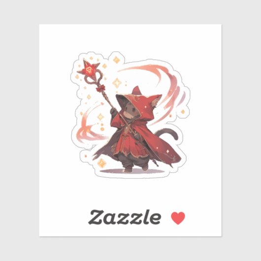 Sticker Chat Mage Rouge mûre (Feuille)