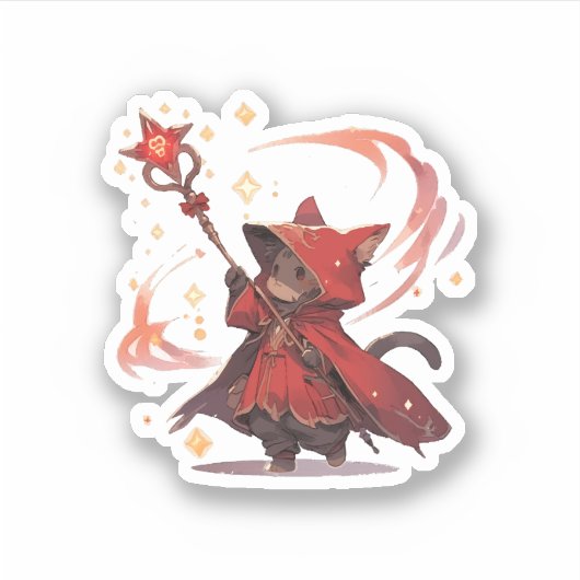 Sticker Chat Mage Rouge mûre (Devant)