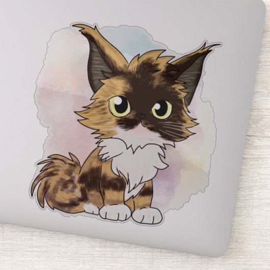 Sticker Chat Maine Coon en aquarelle (Détail)