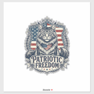 Sticker Chat Maine Coon Patriotique
