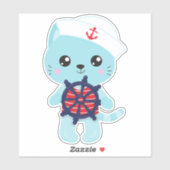 Sticker Chat marin, Casquette marin, Capitaine de bateau,  (Feuille)