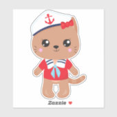 Sticker Chat marin, Casquette marin, Capitaine de bateau,  (Feuille)