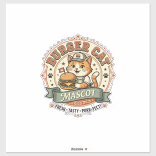 Sticker Chat mascotte Burger Chat mascotte Fast Food Chat