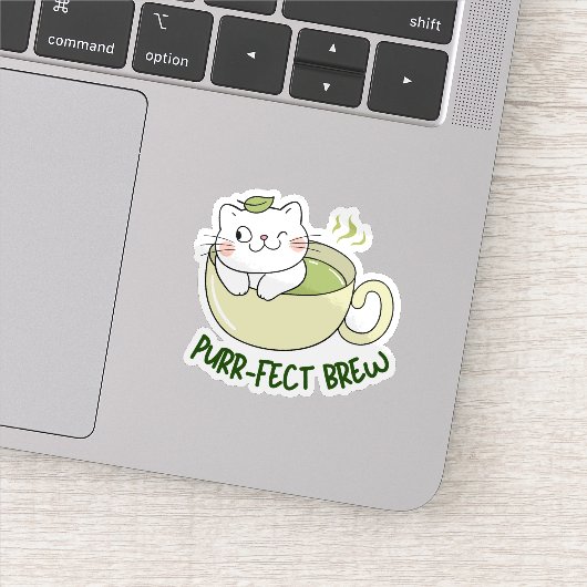Sticker Chat Matcha Purrfect Brew (Détail)