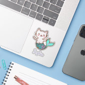 Sticker Chat Mermaid mignon fille Script Meowmaid Purrmaid (Ordinateur portable avec iPhone)