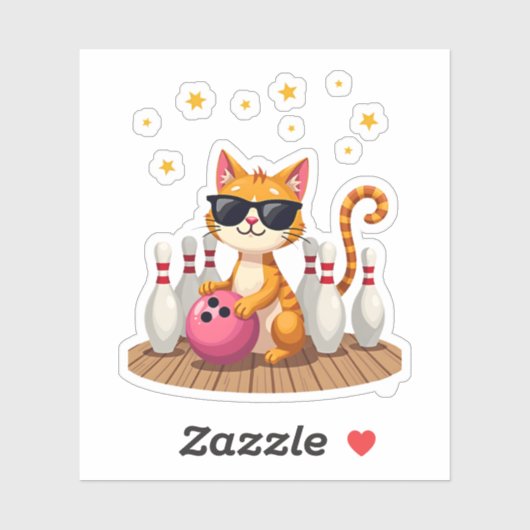 Sticker Chat mignon Avec Lunettes De Soleil Chat Jouer Bow (Feuille)