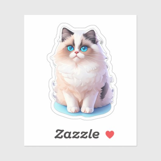 Sticker chat mignon d'un Clipart chat Ragdoll (Feuille)