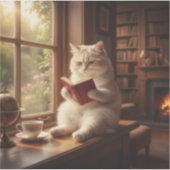 Sticker Chat Mignon en Train de Lire (Devant)