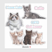 Sticker Chat mignon et amoureux des chats idiot (Feuille)