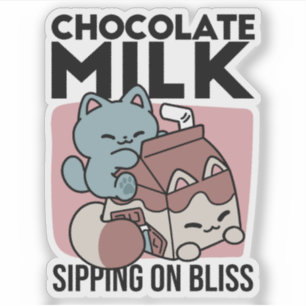 Sticker Chat Mignon Lait Chocolat – Boisson Confortable et