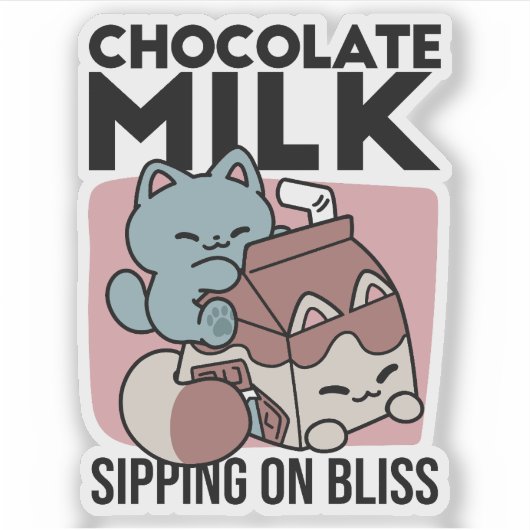 Sticker Chat Mignon Lait Chocolat – Boisson Confortable et (Devant)