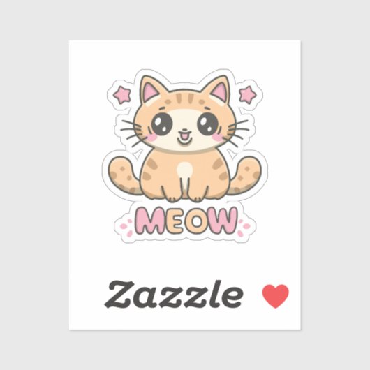 Sticker chat mignon miaou (Feuille)